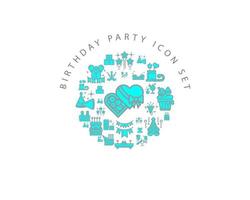 diseño de conjunto de iconos de fiesta de cumpleaños sobre fondo blanco.