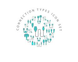 Connection types icon set design on white background vector