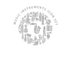 Music instruments icon set design on white background. vector