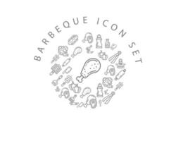 Barbeque icon set design on white background. vector