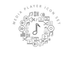 Media player icon set design on white background. vector