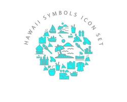 diseño de conjunto de iconos de hawaii sobre fondo blanco. vector