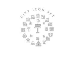 diseño de conjunto de iconos de ciudad sobre fondo blanco. vector