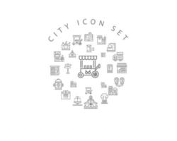 diseño de conjunto de iconos de ciudad sobre fondo blanco. vector