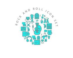 Rock and roll icon set design on white background. vector