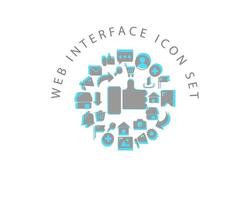 Web interface icon set design on white background. vector