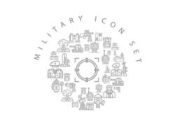diseño de conjunto de iconos militares sobre fondo blanco vector