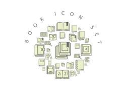 diseño de conjunto de iconos de libro sobre fondo blanco.