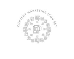 diseño de conjunto de iconos de marketing de contenido sobre fondo blanco. vector
