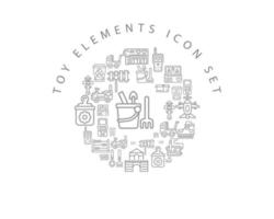Toy elements icon set design on white background. vector