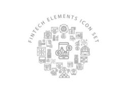 diseño de conjunto de iconos de elementos fintech sobre fondo blanco vector