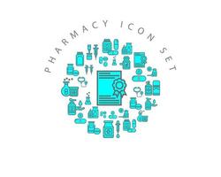 Pharmacy icon set design on white background. vector