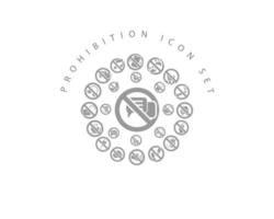 diseño de conjunto de iconos de prohibición sobre fondo blanco. vector