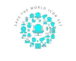 Save the world icon set design on white background vector