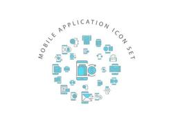 Mobile application icon set design on white background. vector