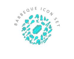 Barbeque icon set design on white background. vector