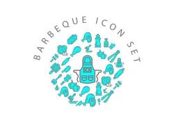 Barbeque icon set design on white background. vector