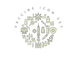 diseño de conjunto de iconos de vacuna sobre fondo blanco vector