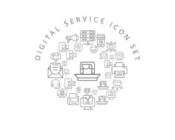 Digital service icon set design on white background. vector