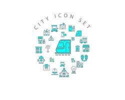 City icon set design on white background. vector