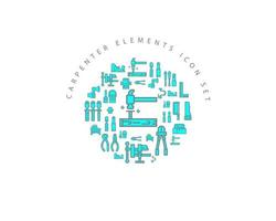 Carpenter icon set design on white background. vector