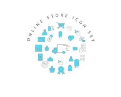 diseño de conjunto de iconos de tienda en línea sobre fondo blanco. vector