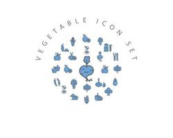 Vegetable Flat Icon Set Design. vector