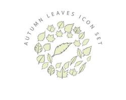 Autumn leaves icon set design on white background. vector