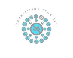 Prohibition icon set design on white background vector