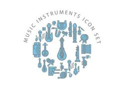 diseño de conjunto de iconos de instrumentos musicales sobre fondo blanco. vector