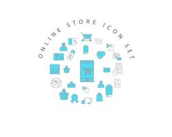 Online store icon set design on white background. vector