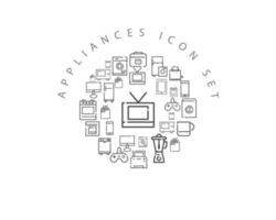 Appliances flat icon set design on white background. vector