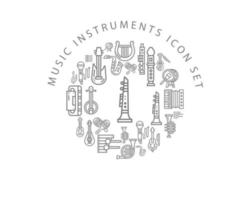 diseño de conjunto de iconos de instrumentos musicales sobre fondo blanco. vector