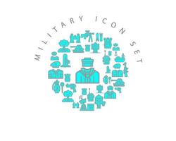 diseño de conjunto de iconos militares sobre fondo blanco vector