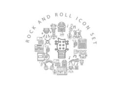 Rock and roll icon set design on white background. vector