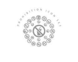 Prohibition icon set design on white background. vector