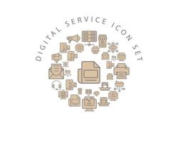 Digital service icon set design on white background. vector