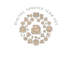 diseño de conjunto de iconos de servicio digital sobre fondo blanco. vector