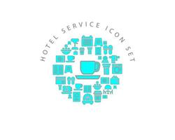 diseño de conjunto de iconos de servicio de hotel sobre fondo blanco