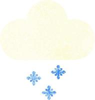 nube de nieve de dibujos animados de estilo de ilustración retro vector