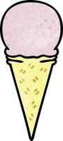 quirky hand drawn cartoon strawberry ice cream cone vector