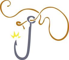 cartoon doodle of a sharp fishing hook vector