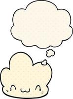 cartoon cloud and thought bubble in comic book style vector