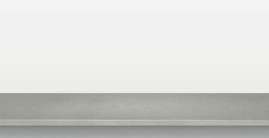 Gray concrete stone countertop on white panoramic background, promotional web template - Vector