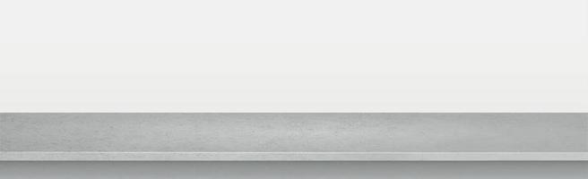 Gray concrete stone countertop on white panoramic background, promotional web template - Vector