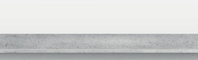 Gray concrete stone countertop on white panoramic background, promotional web template - Vector