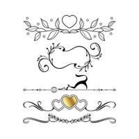 Set of black and gold ornaments, frames for illustrations on a white background - Vector