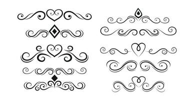 Set of black lines ornaments, frames for illustrations on a white background - Vector