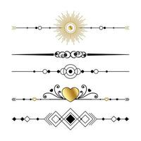 Set of black and gold ornaments, frames for illustrations on a white background - Vector