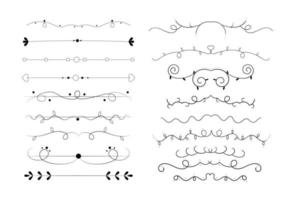 Set of black lines ornaments, frames for illustrations on a white background - Vector